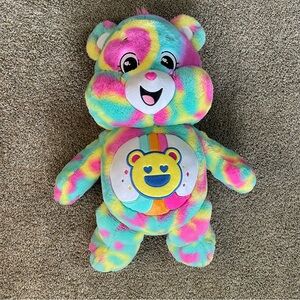 Care Bears Good Vibes Bear Jumbo Plush Rainbow 24” Stuffed Animal Tie Dye